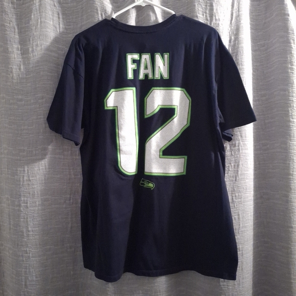 Alstyle Navy Seahawks 12th MAN Fan  Jersey Style T-Shirt Size-XL - Picture 5 of 5